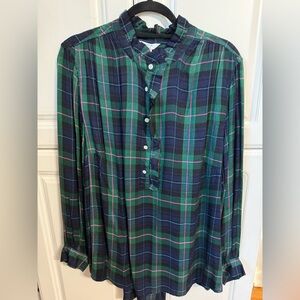 Crown & Ivy Green and Blue Plaid women’s tunic blouse